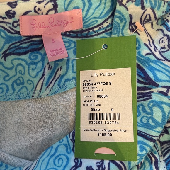 LILLY PULITZER CHARLENE NICE TAIL SPA BLUE MERMAID COTTON STRETCH SHIFT DRESS - Picture 6 of 6